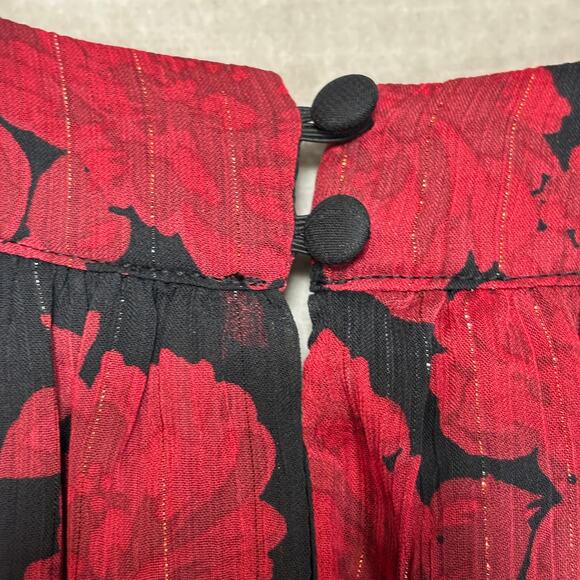 Torrid Floral Sleeveless Halter Bow Top 2X Red Black Dark Romantic Whimsygoth - Picture 10 of 10